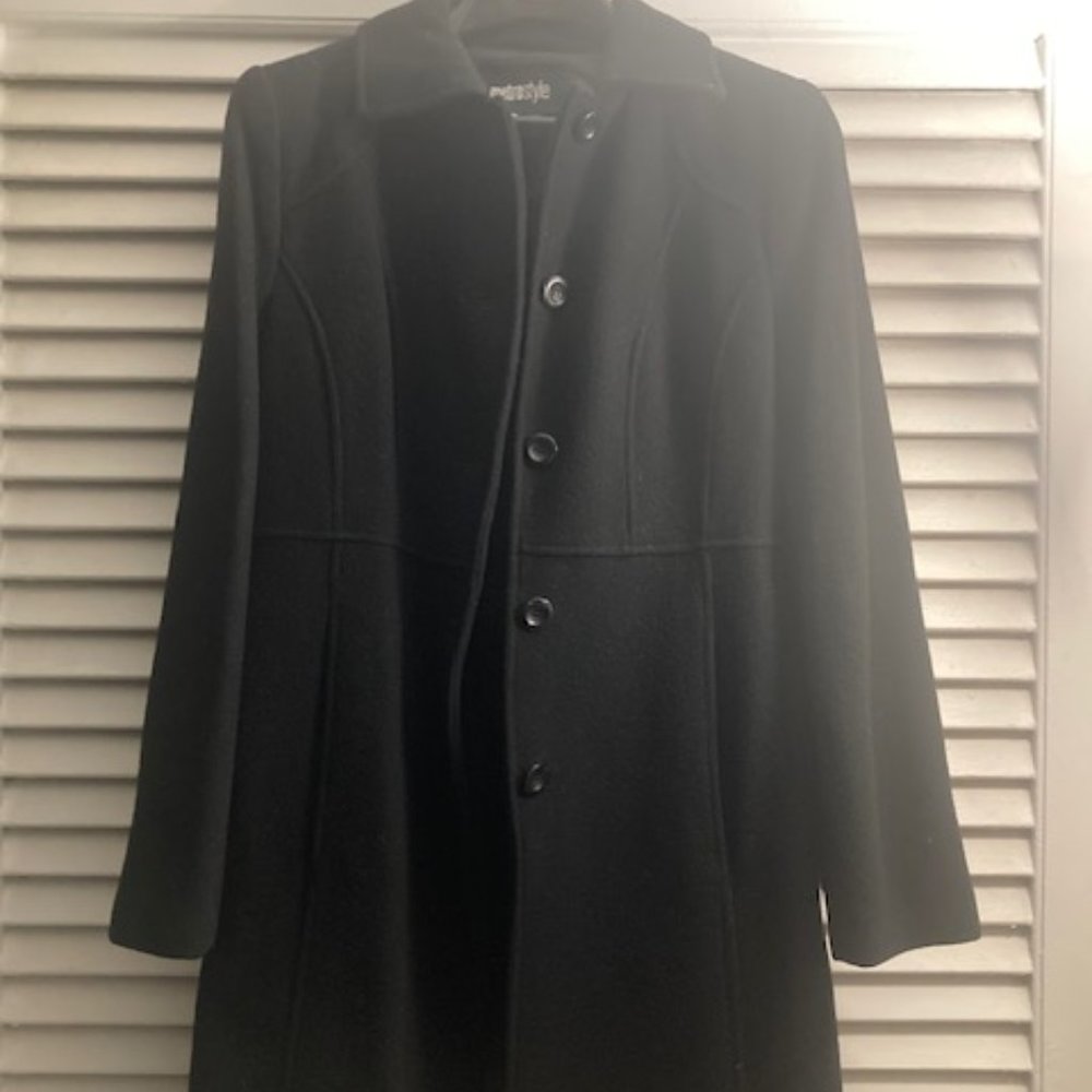 Womens Metrostyle black wool pea coat 4